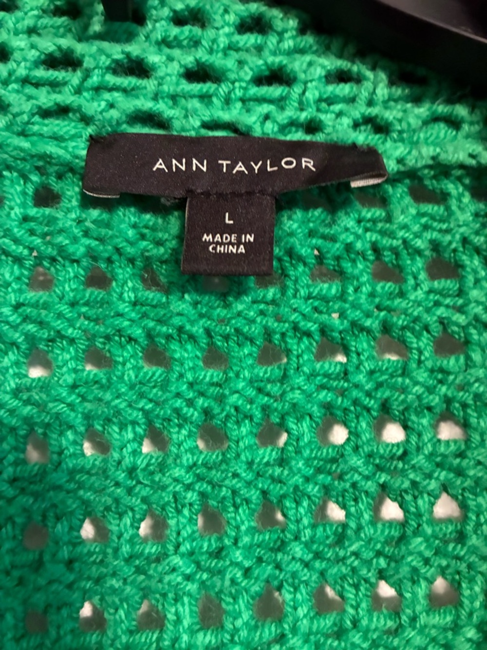 Ann Taylor Green Crochet Button-Front Cardigan - Picture 3 of 4